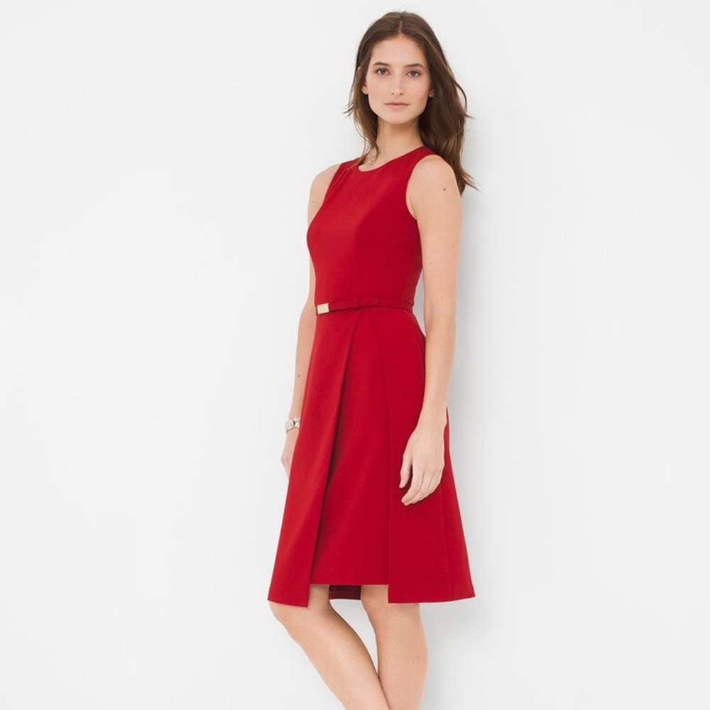 NWT White House Black Market red Double Layer A-Line Dress